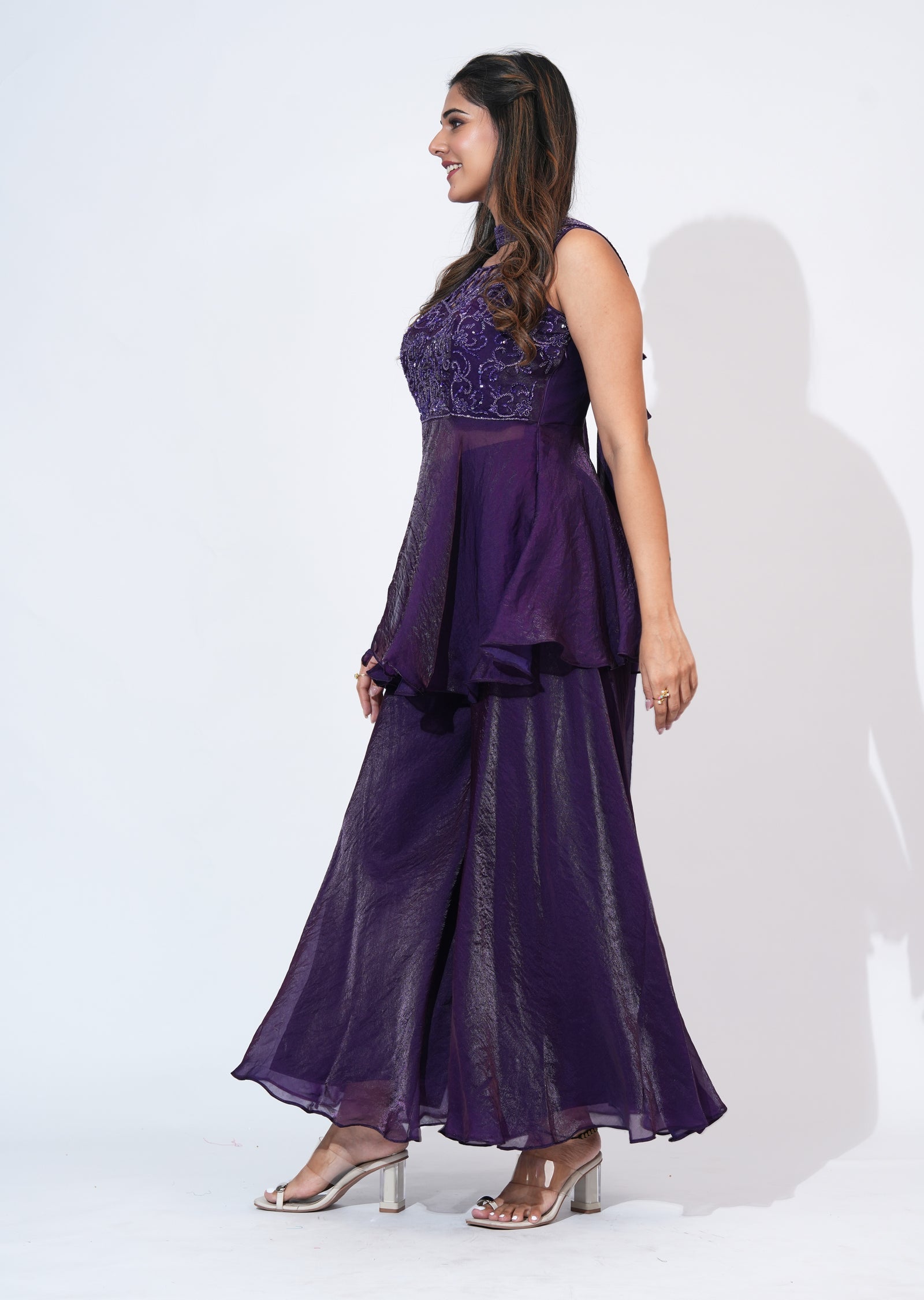 Purple Sharara Set