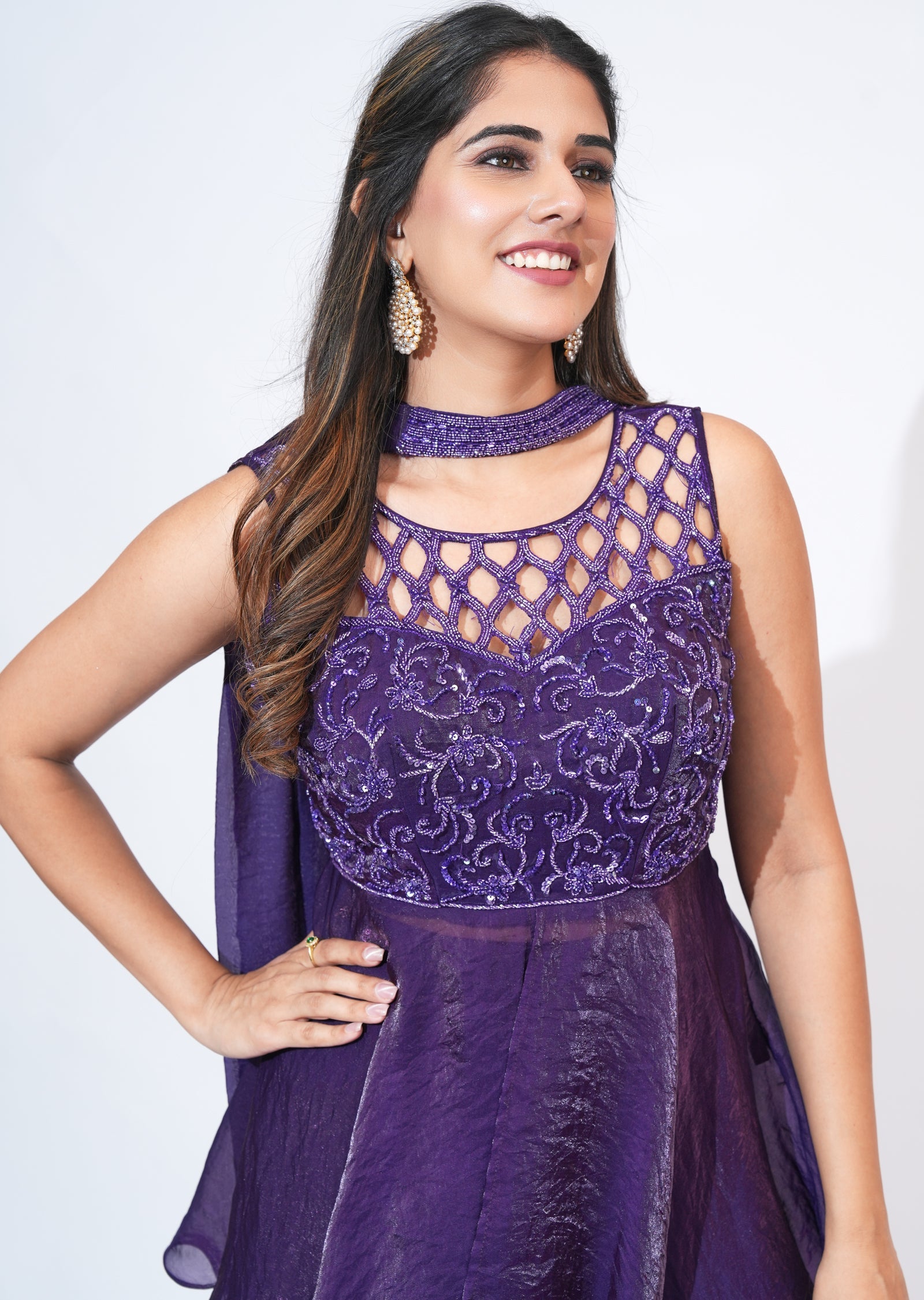 Purple Sharara Set
