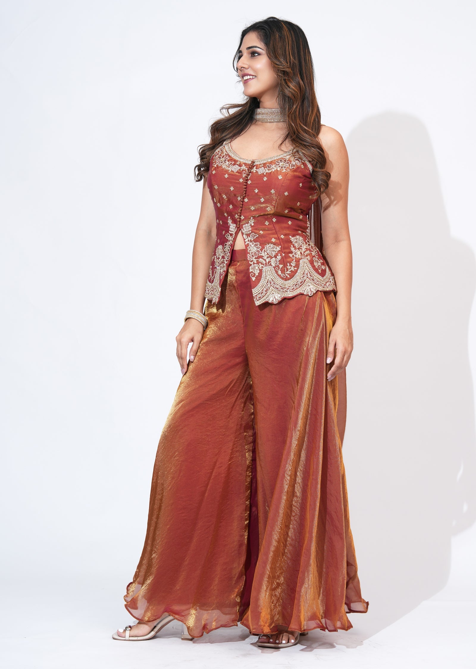 Onion Pink Sharara Set