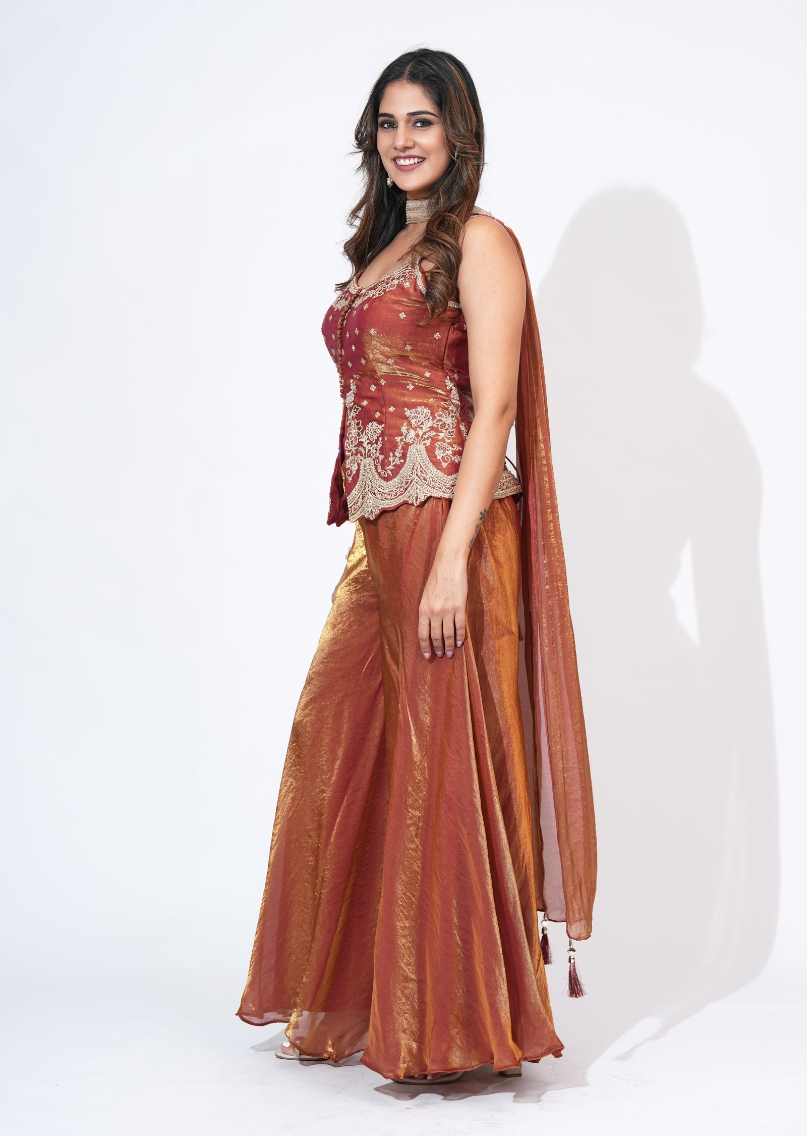 Onion Pink Sharara Set