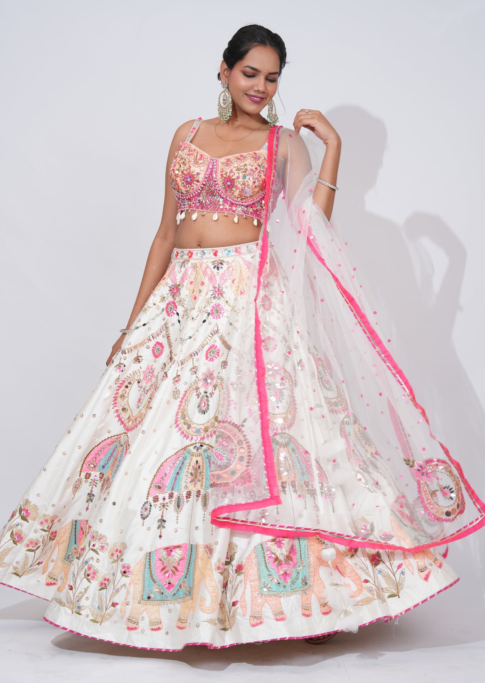 White Silk Lehenga Set