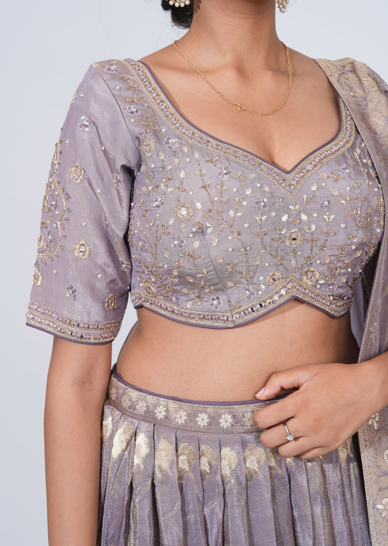 Mauve Tissue Lehenga Set