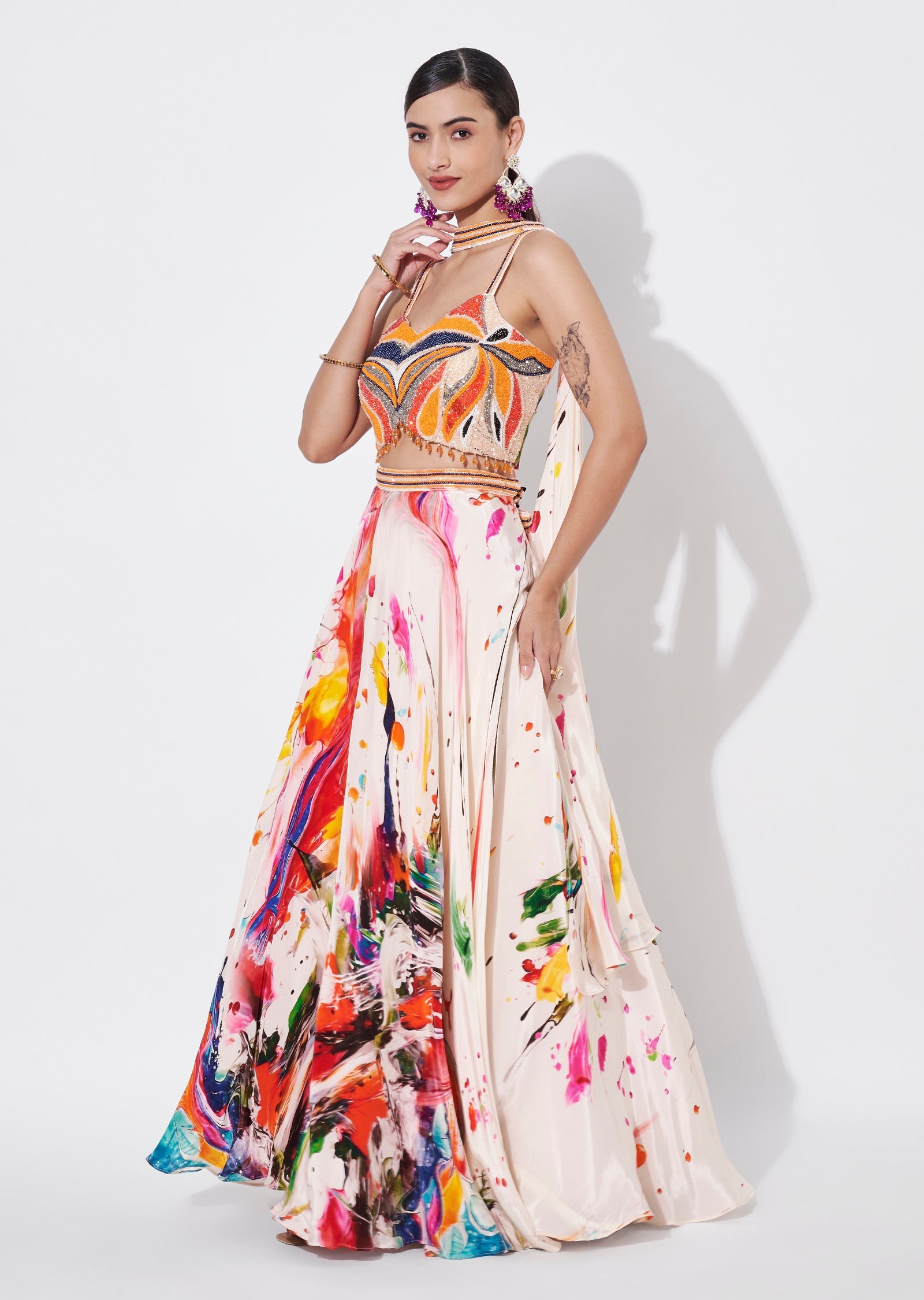 Multi Crepe Lehenga Set