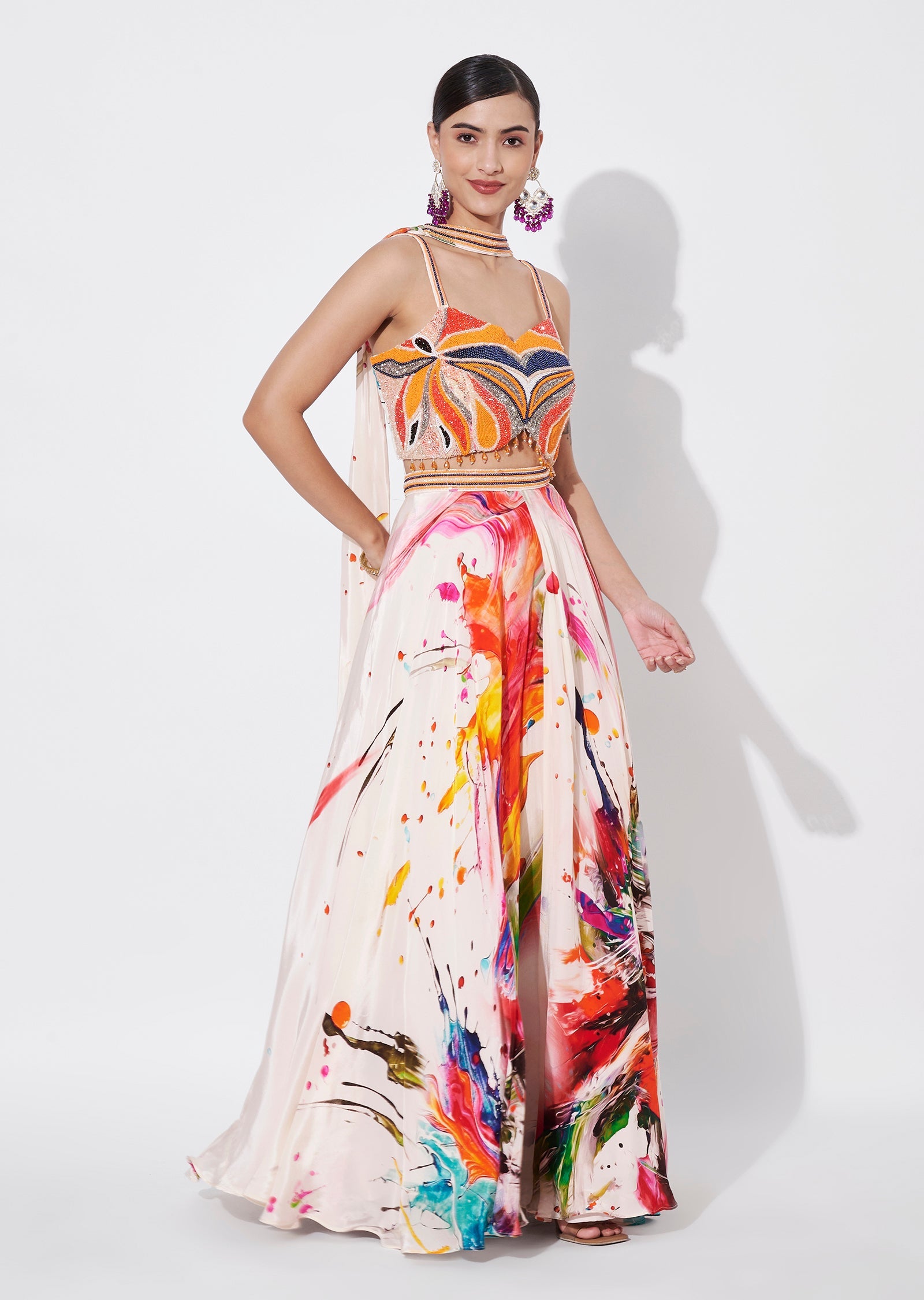 Multi Crepe Lehenga Set