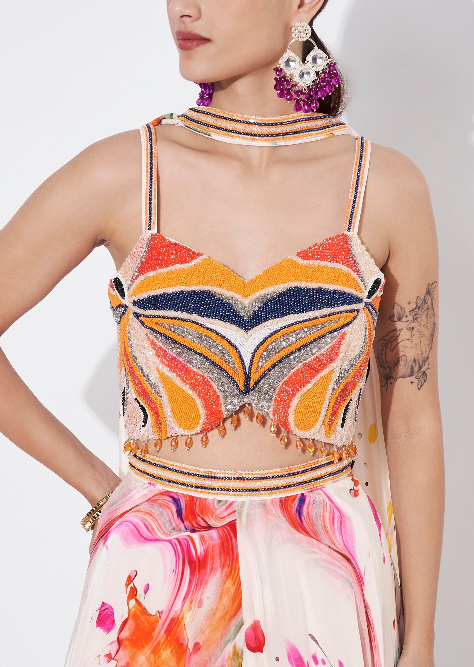 Multi Crepe Lehenga Set