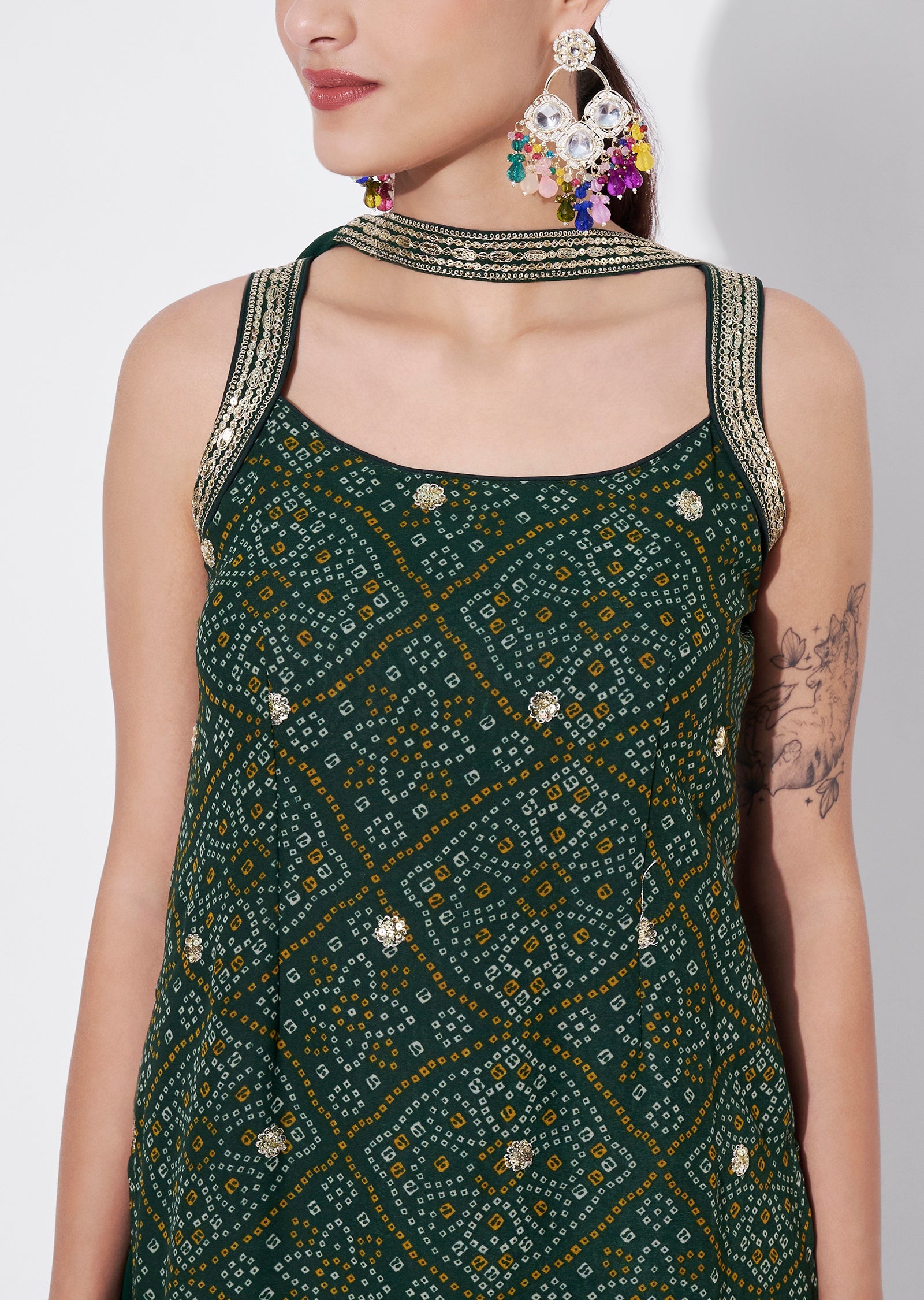 Green Georgette Sharara Set