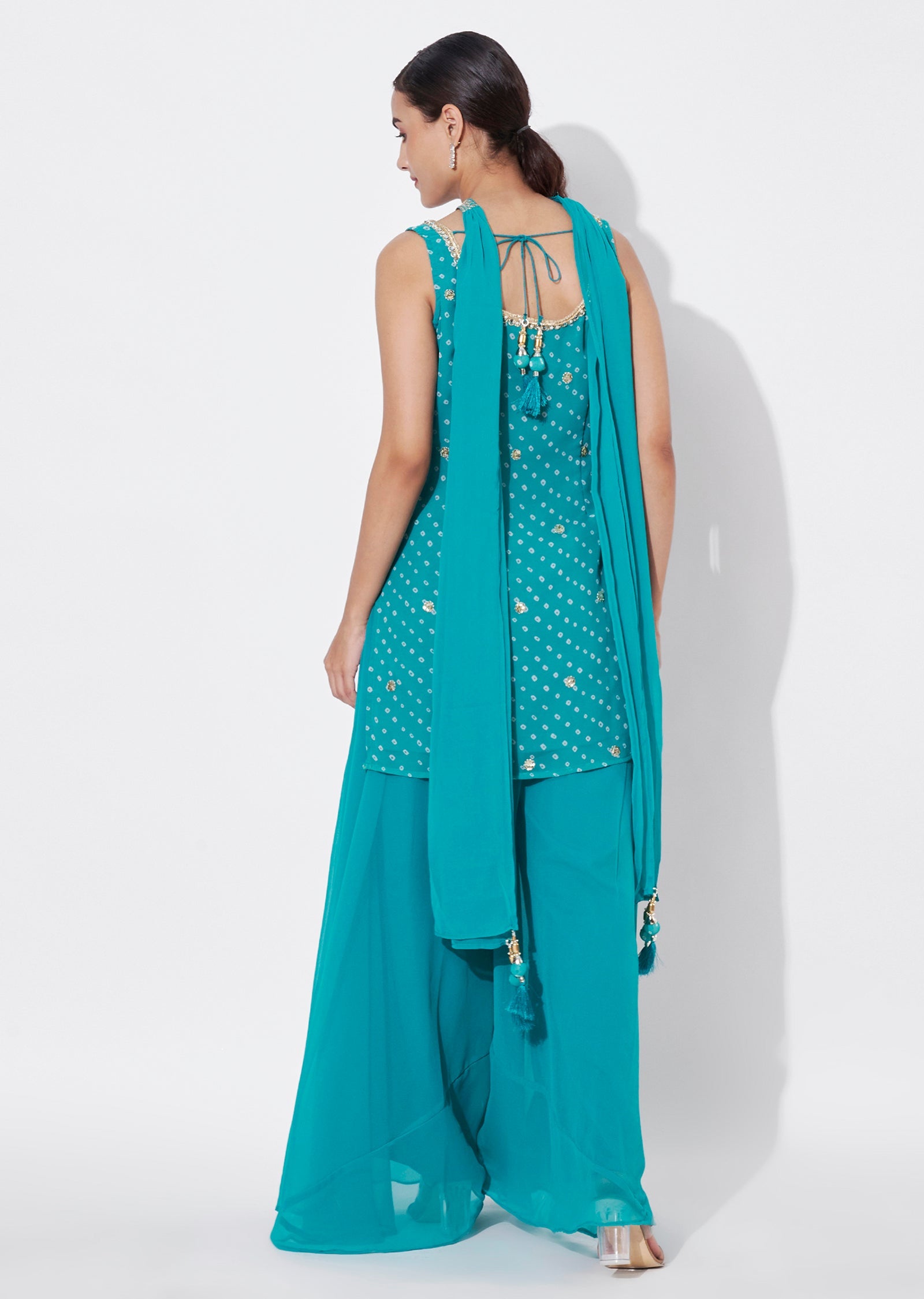Green Georgette Sharara Set