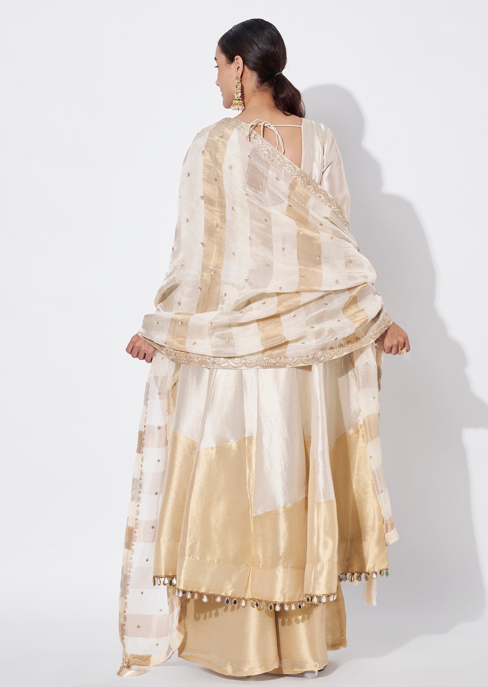 Cream Tissue Anarkali Suit