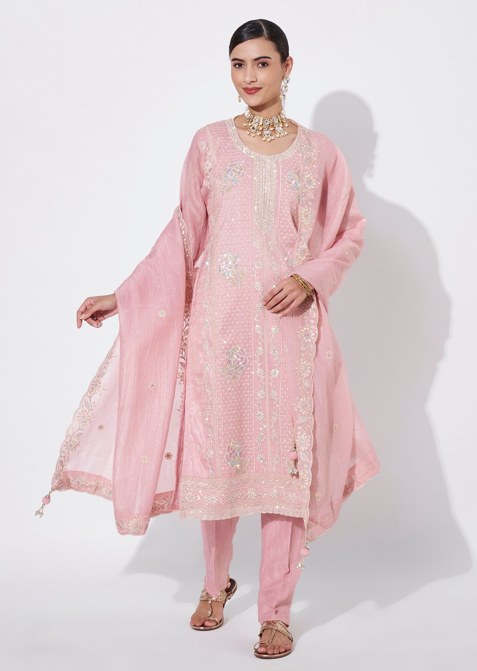Light Pink Tissue Straight Cut Suit