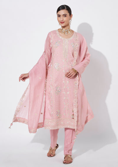 Light Pink Tissue Straight Cut Suit