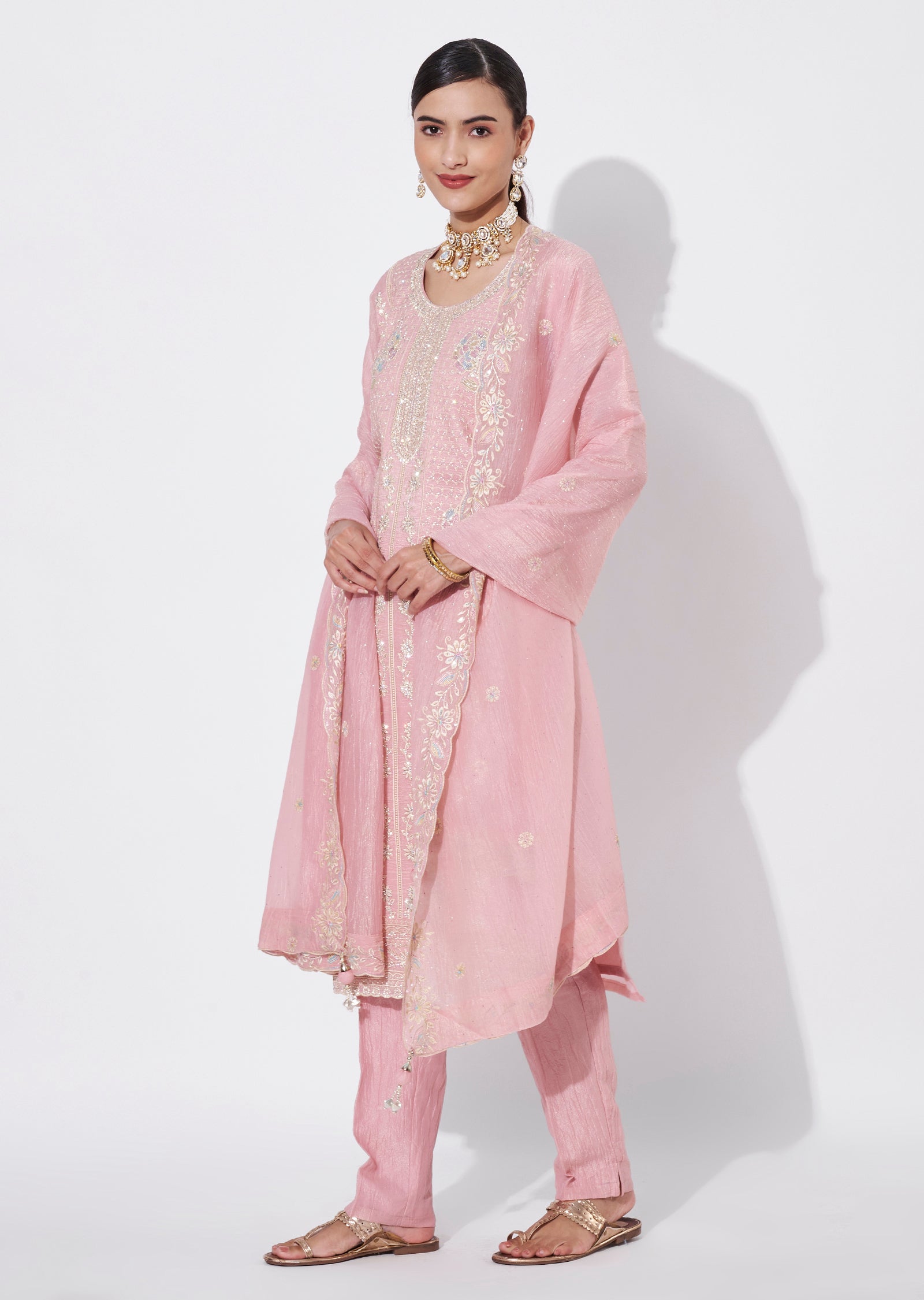 Light Pink Tissue Straight Cut Suit