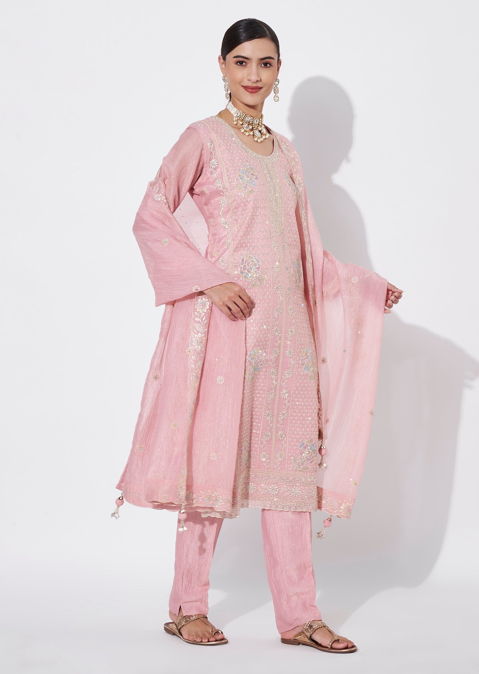 Light Pink Tissue Straight Cut Suit