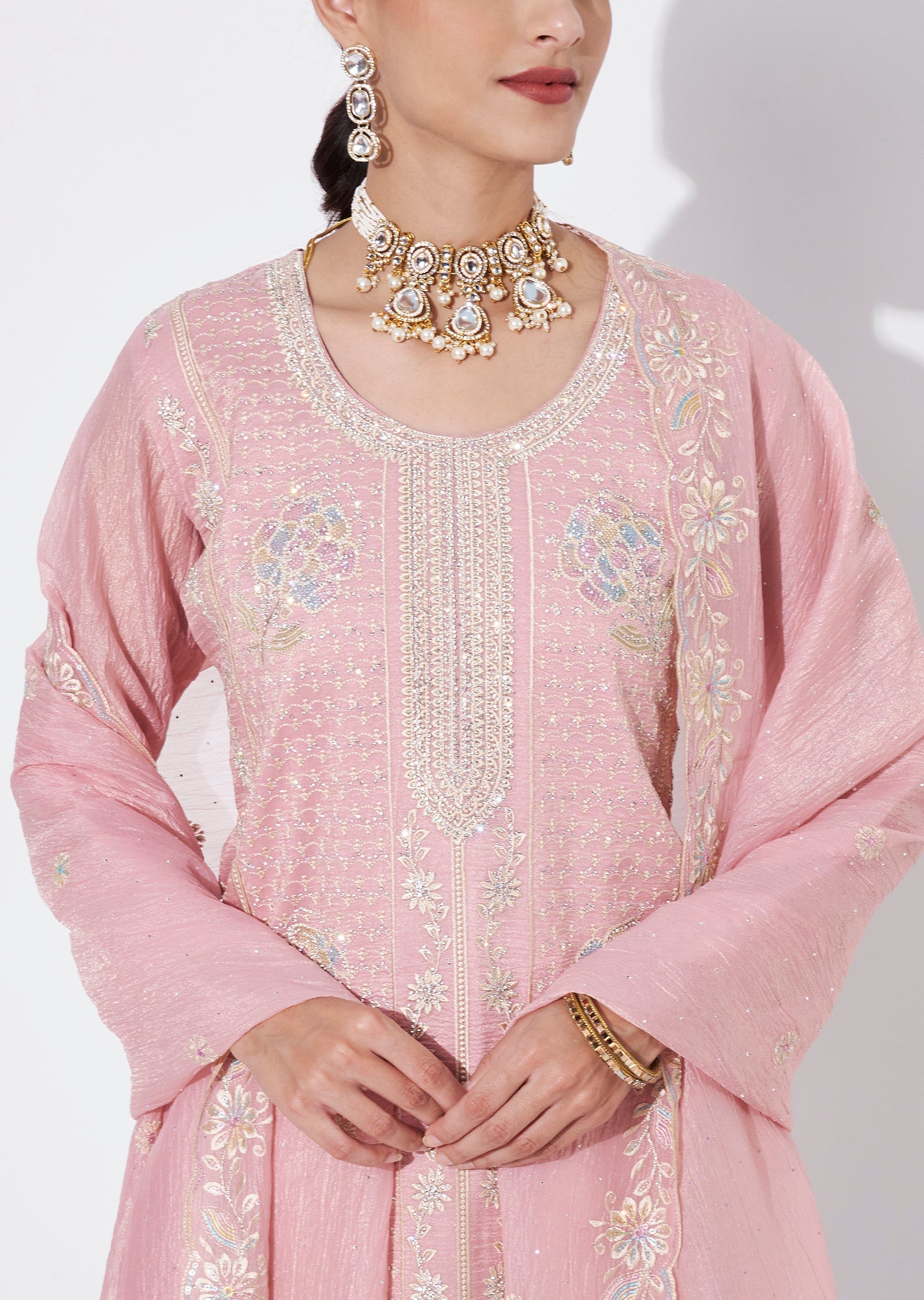 Light Pink Tissue Straight Cut Suit