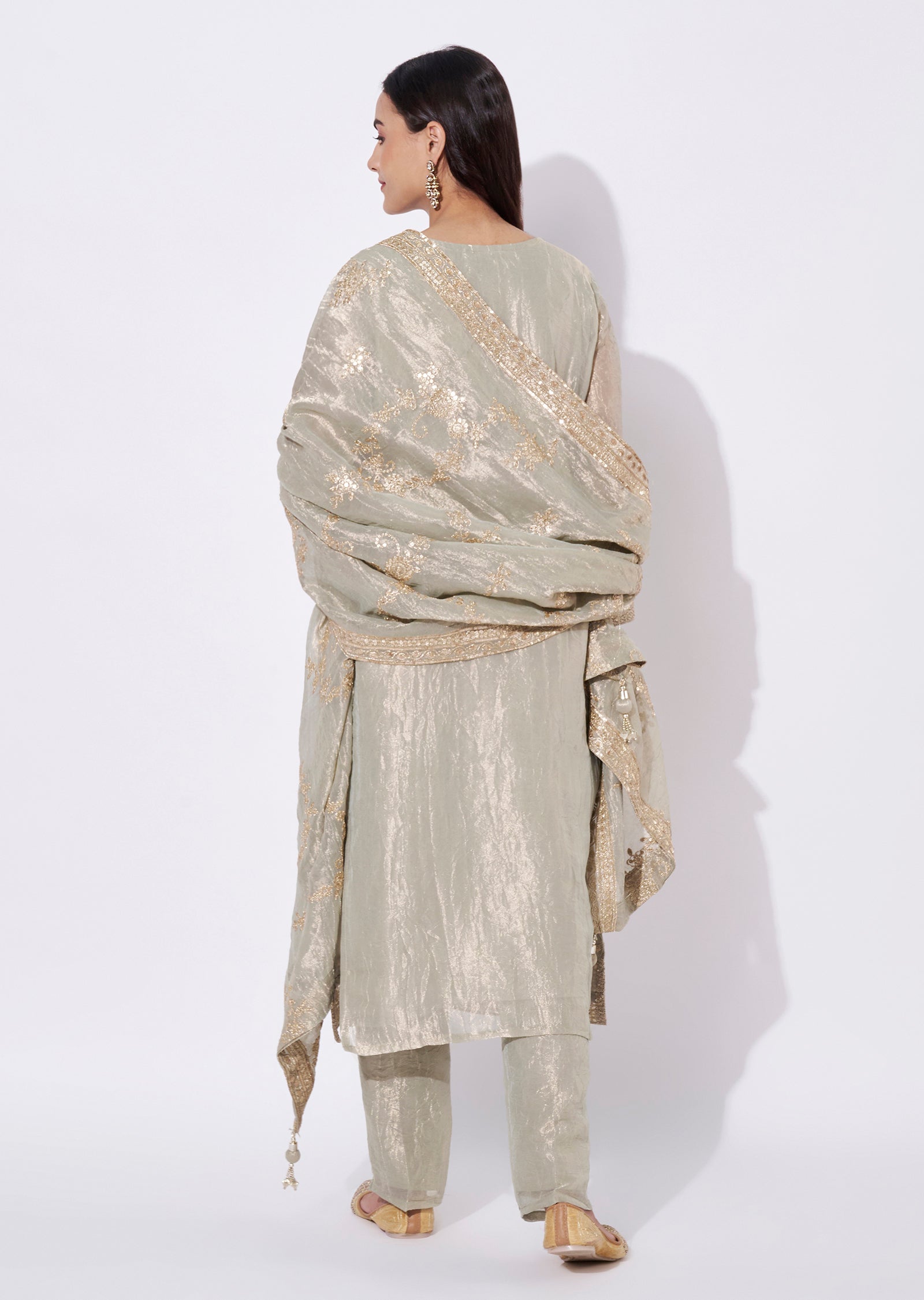 Light Green Tissue Straight Cut Suit