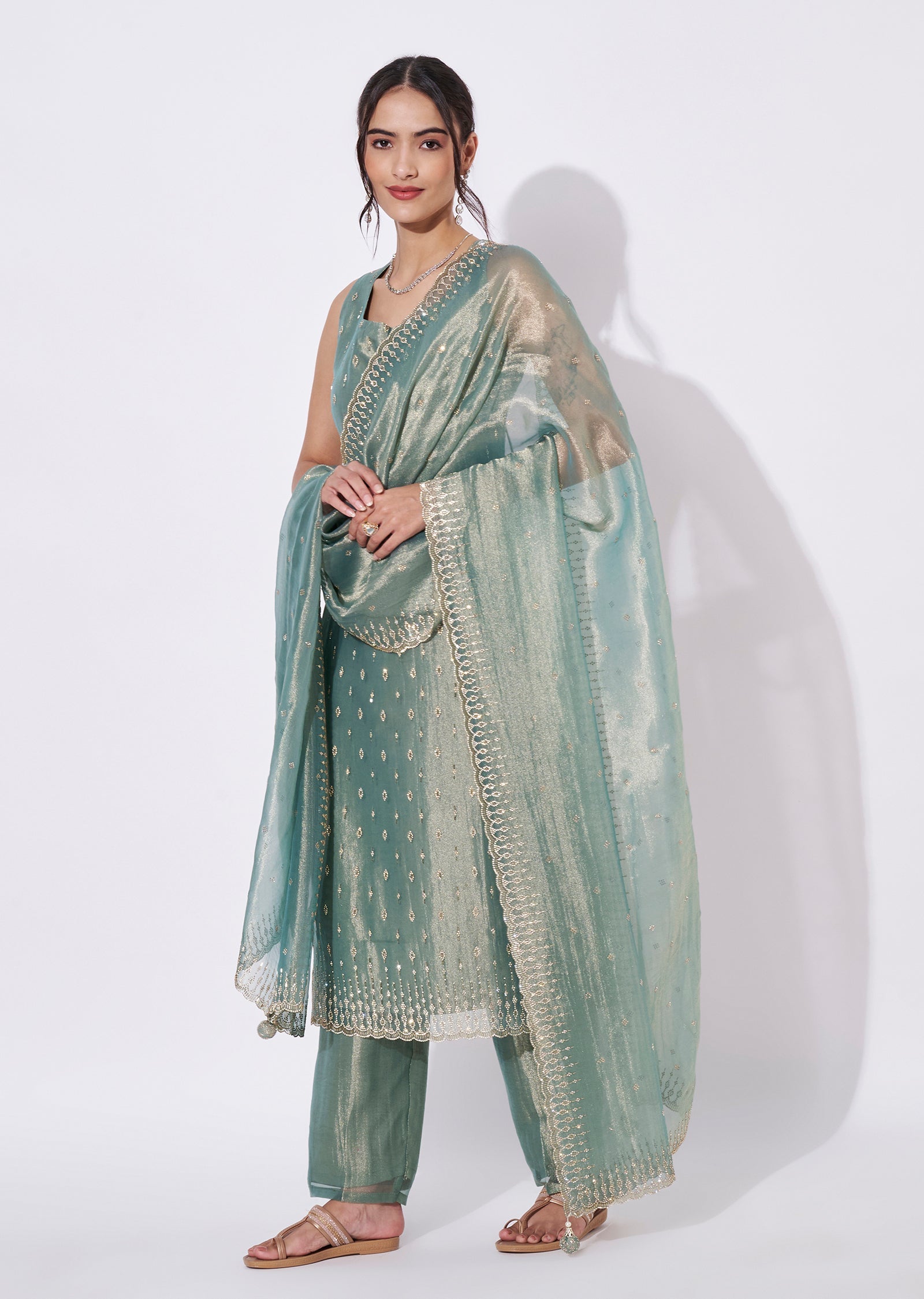 Dusty Blue Tissue Straight Cut Suit