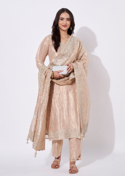 Peach Tissue Straight Cut Suit