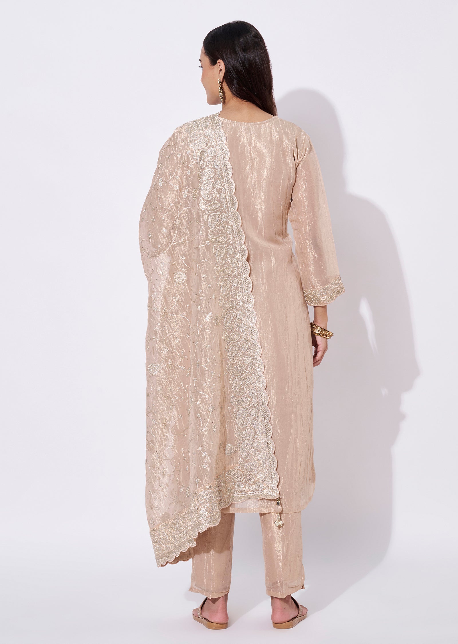 Peach Tissue Straight Cut Suit