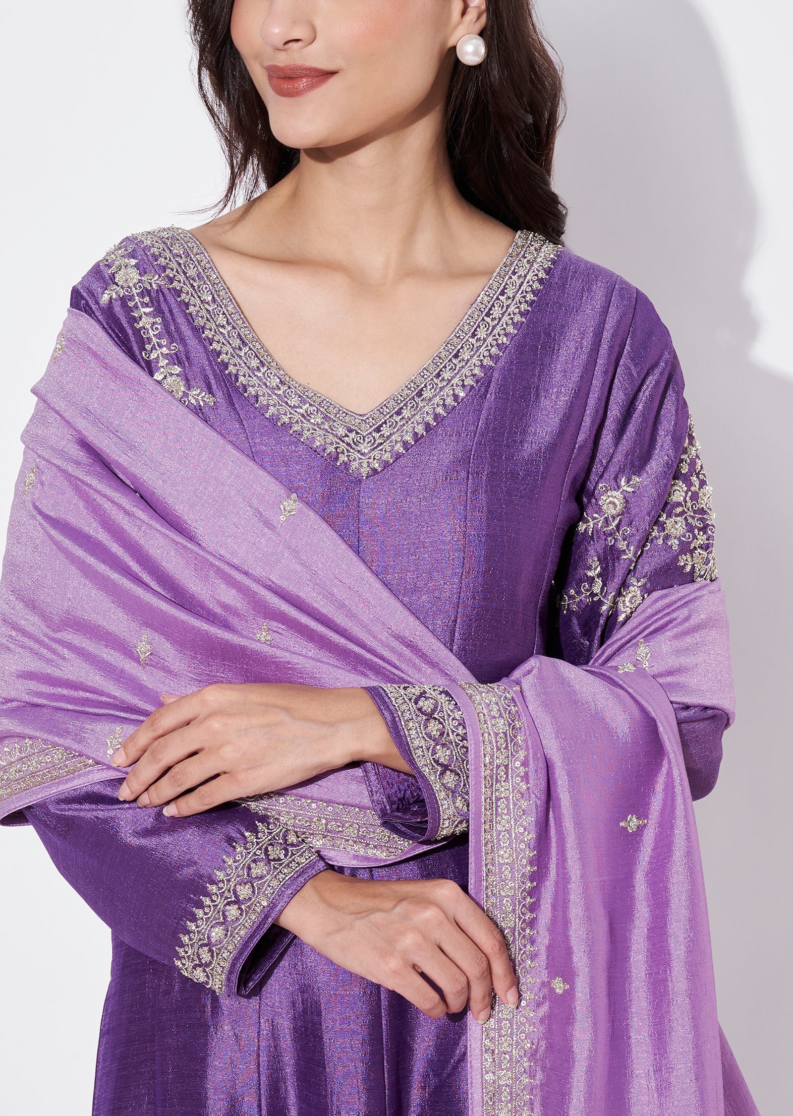 Lavender Silk Anarkali Suit