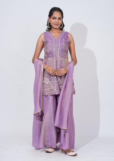 Purple Tissur Sharara Set