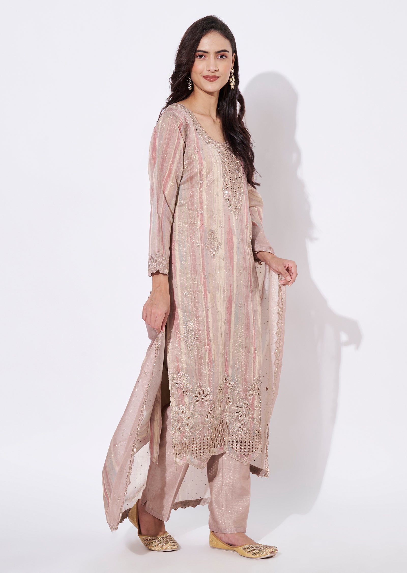Onion Pink Tissue Straight Cut Suit
