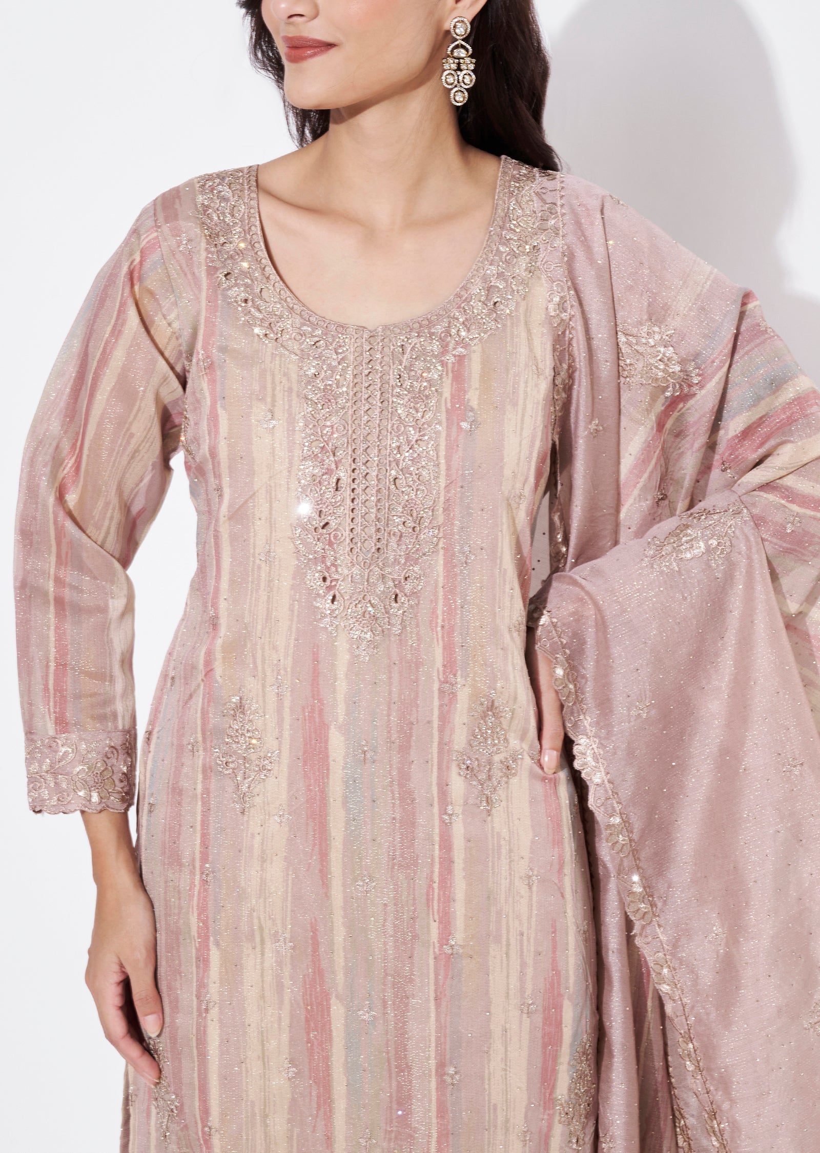 Onion Pink Tissue Straight Cut Suit