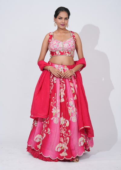 Pink Silk Lehenga Set