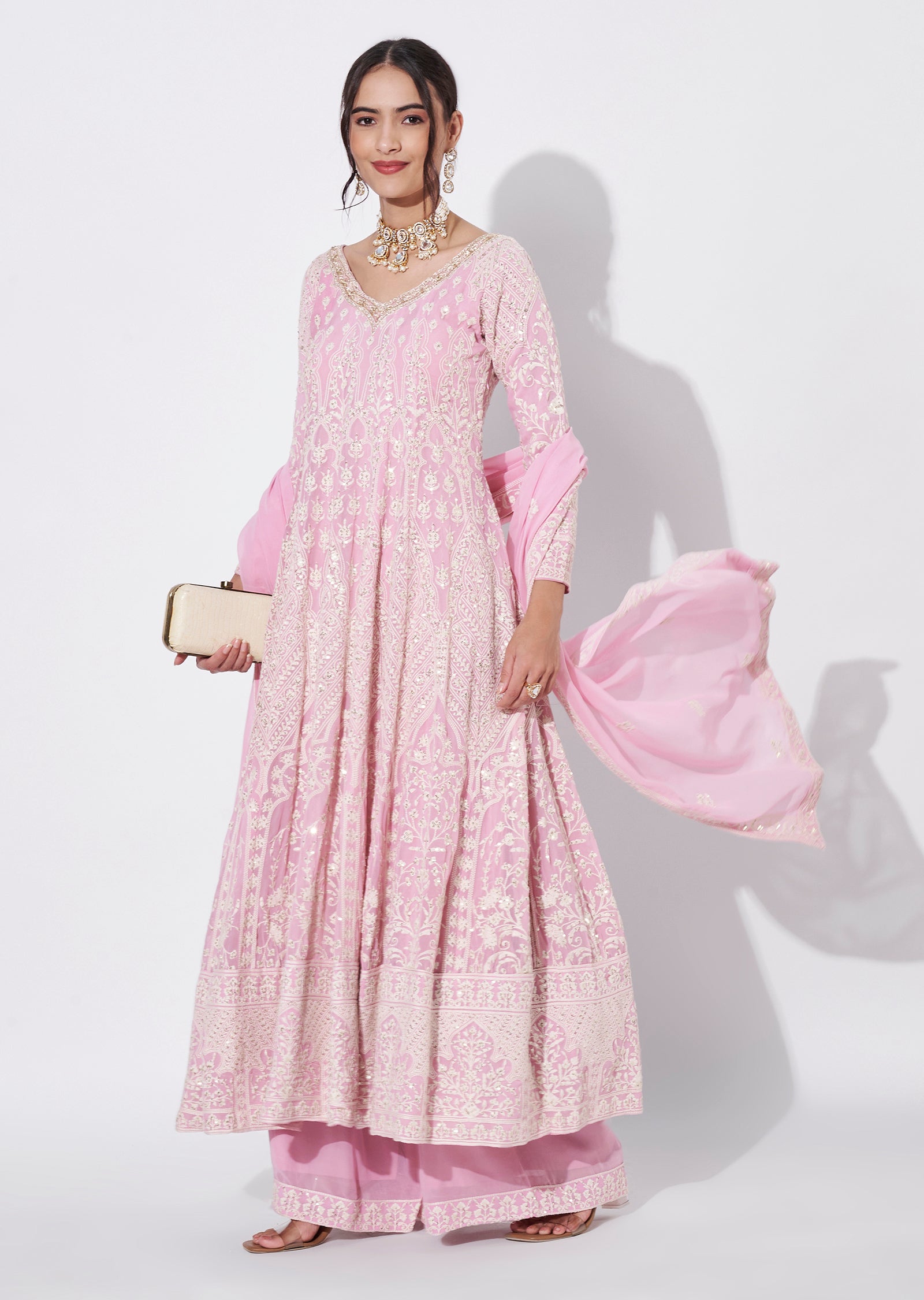 Light Pink Georgette Anarkali Suit