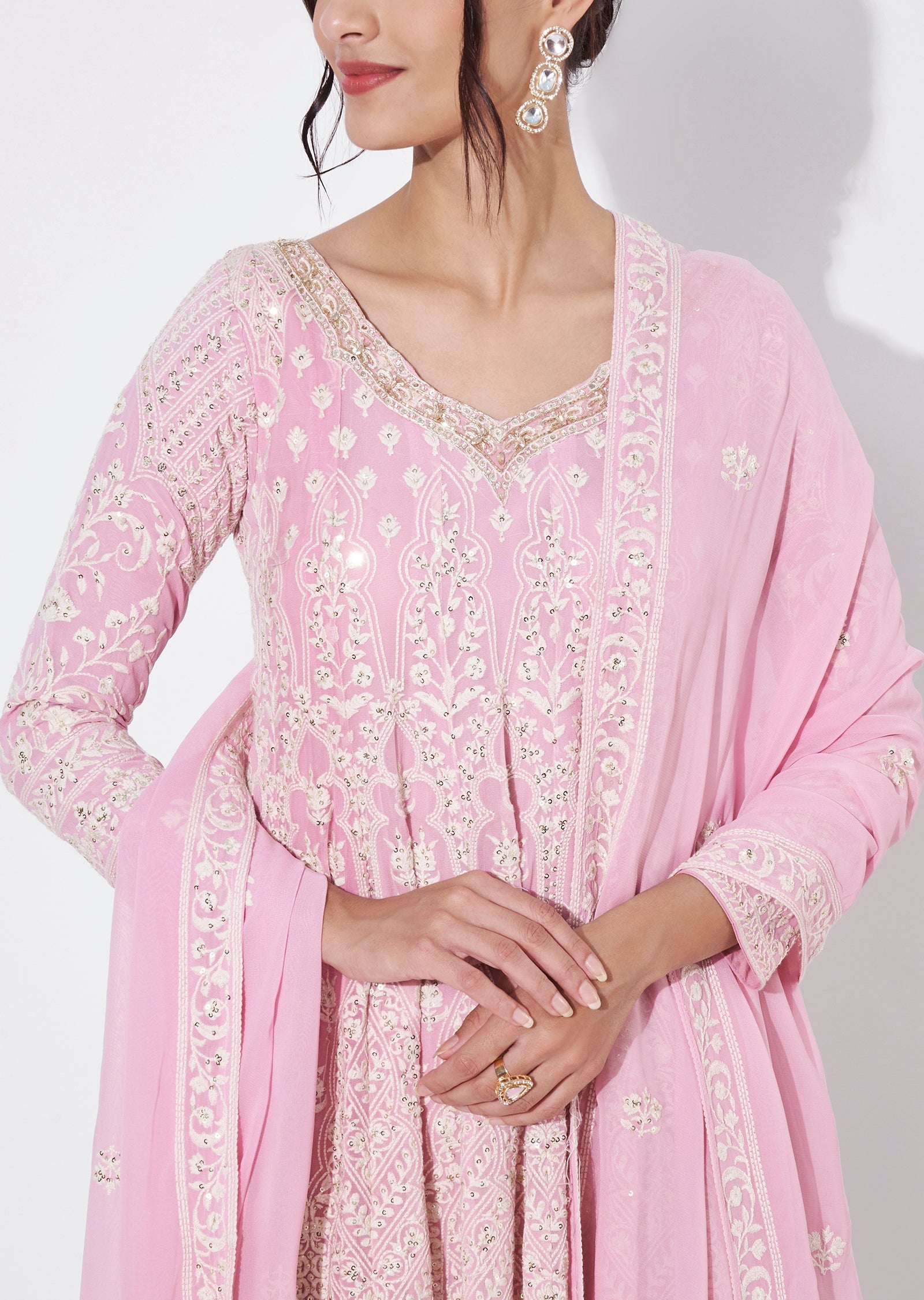 Light Pink Georgette Anarkali Suit