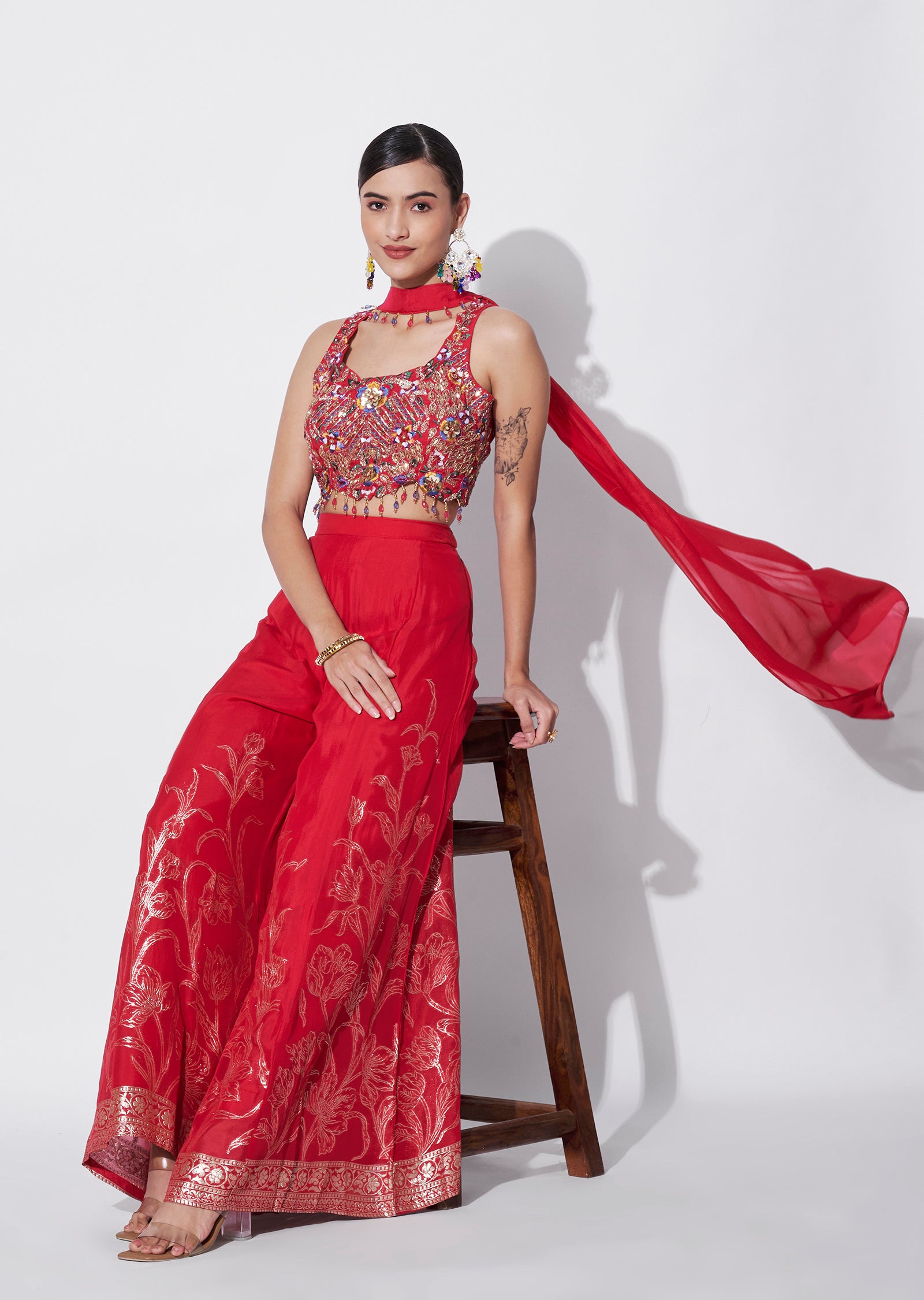 Pink Chinnon Indowestern set