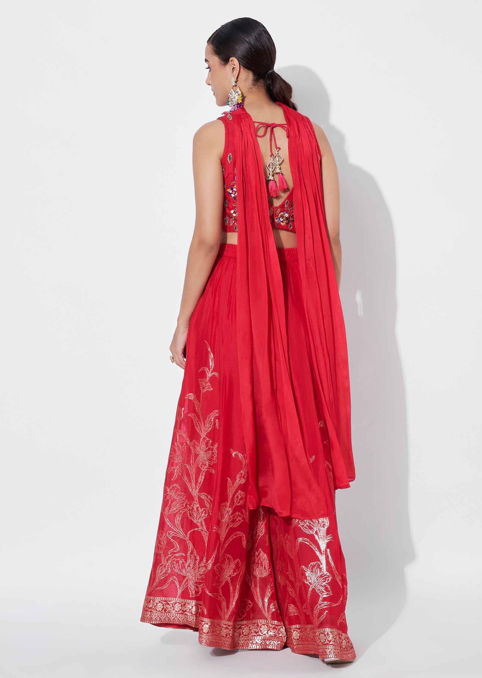 Pink Chinnon Indowestern set