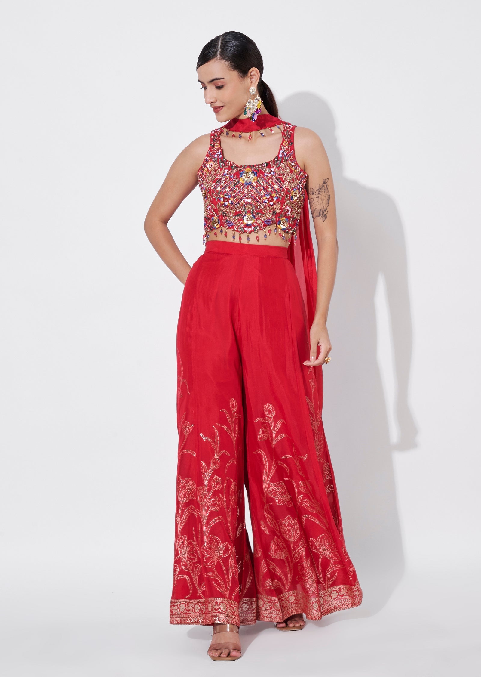Pink Chinnon Indowestern set