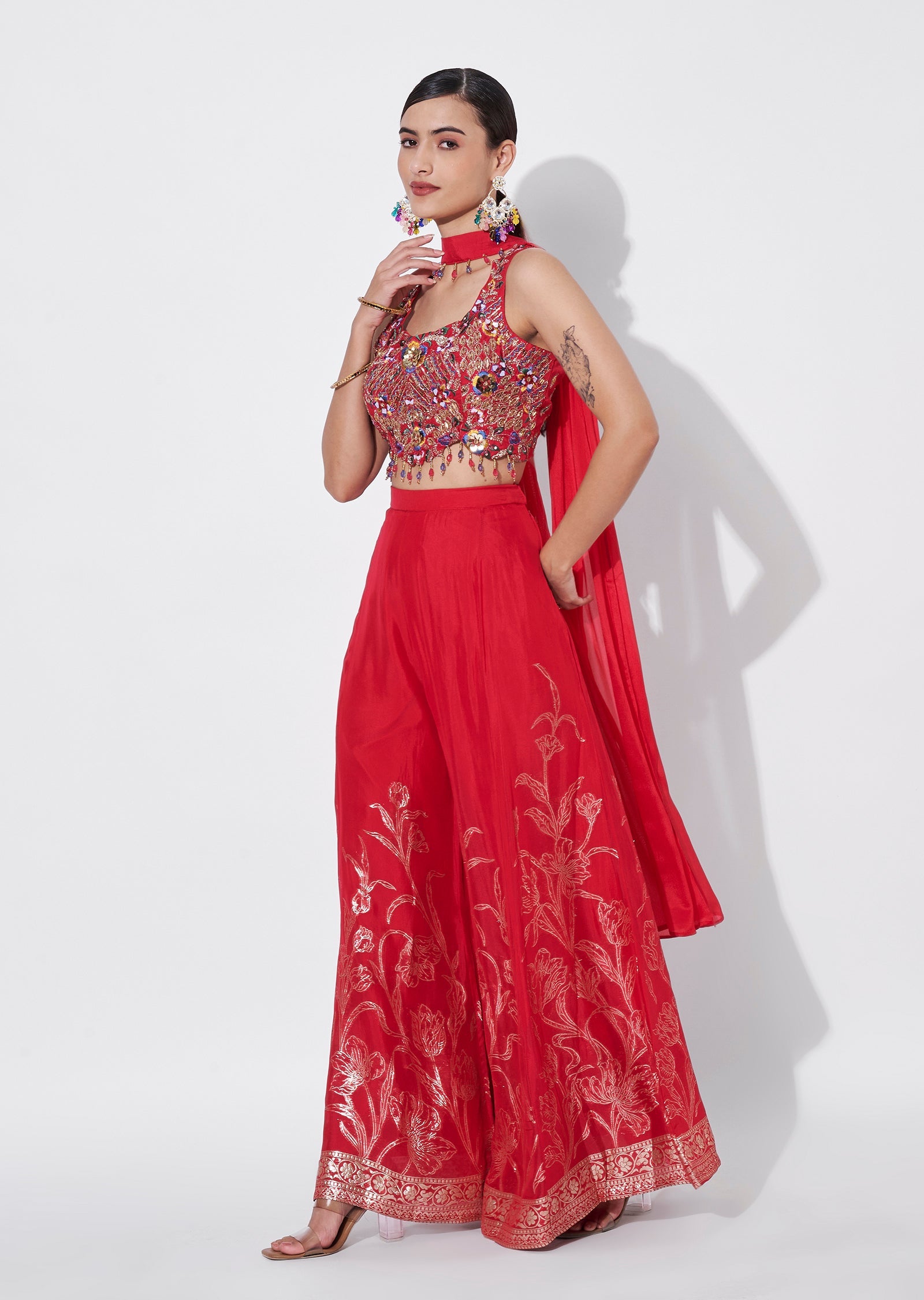 Pink Chinnon Indowestern set