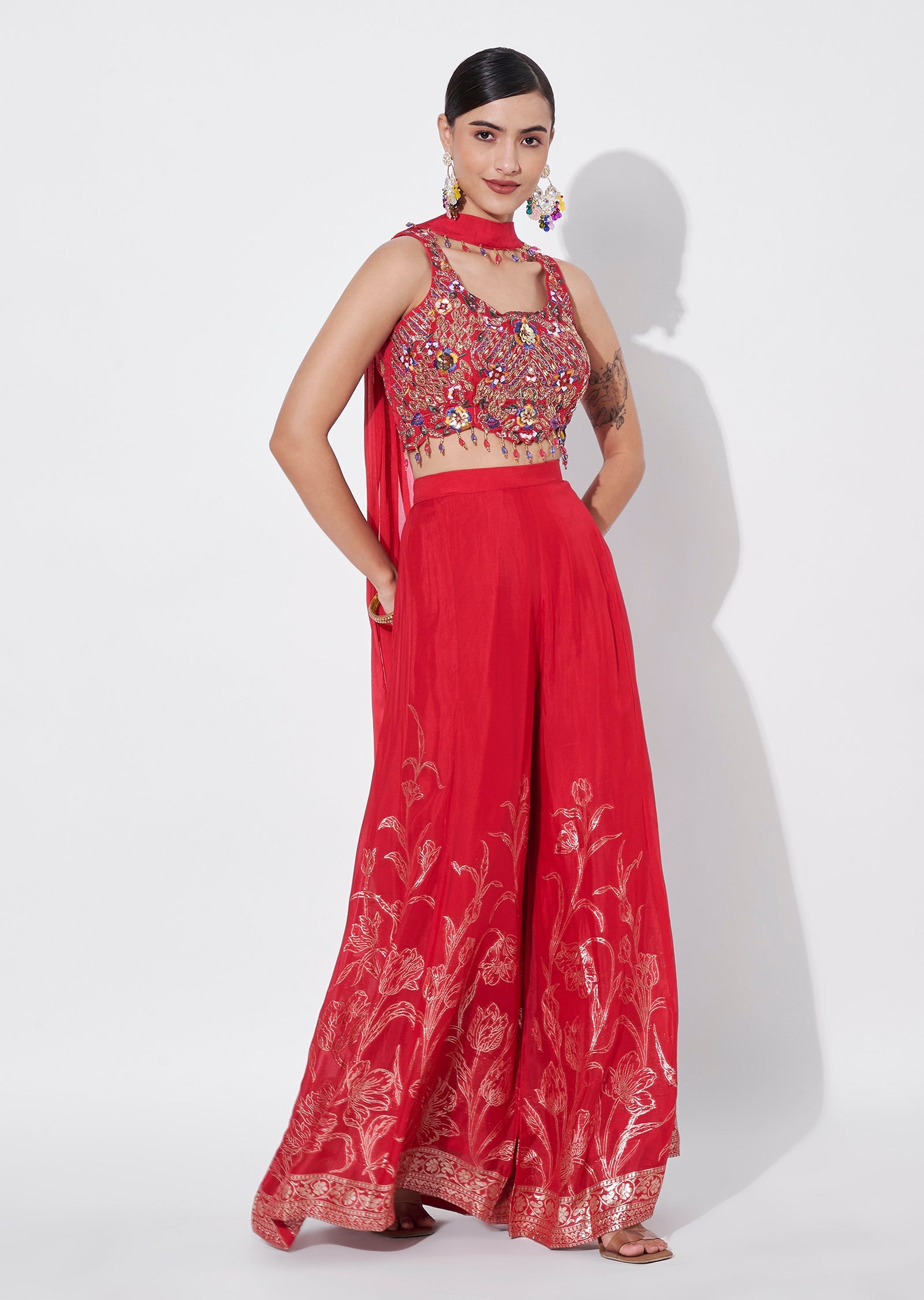 Pink Chinnon Indowestern set