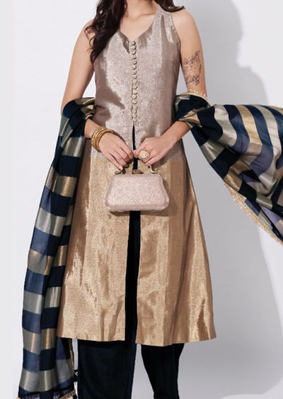Black Tissue Anarkali Suit