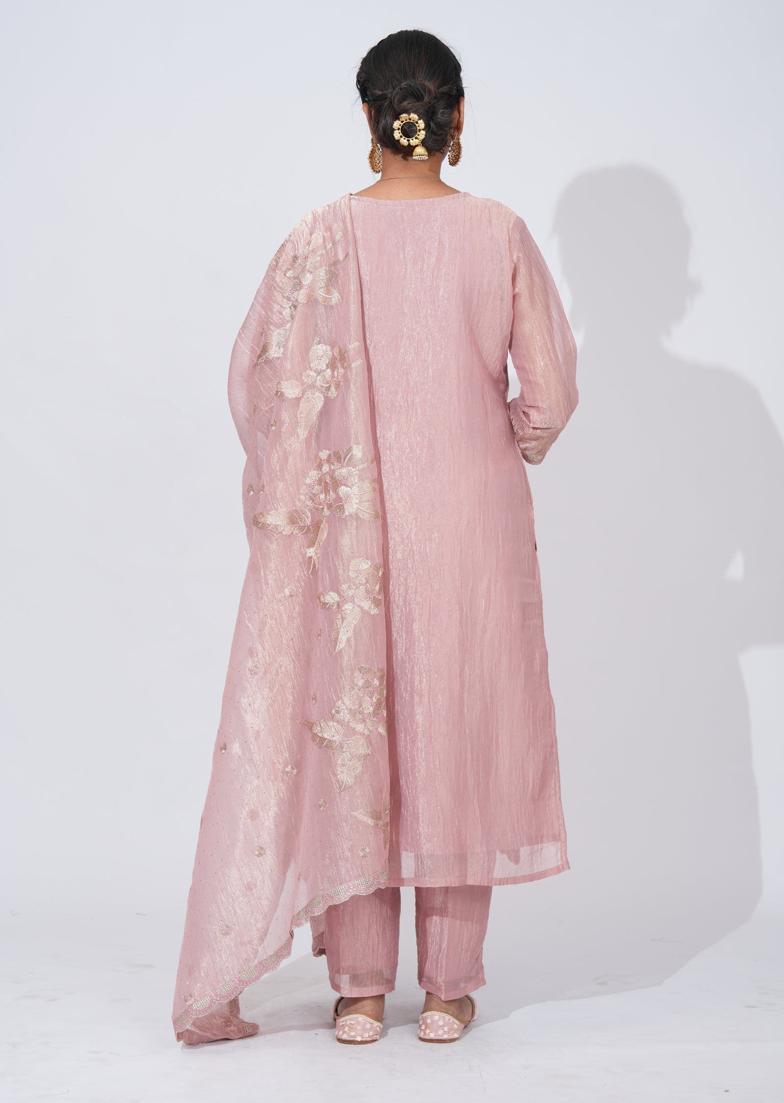 Peach Tissue straight cut Suit