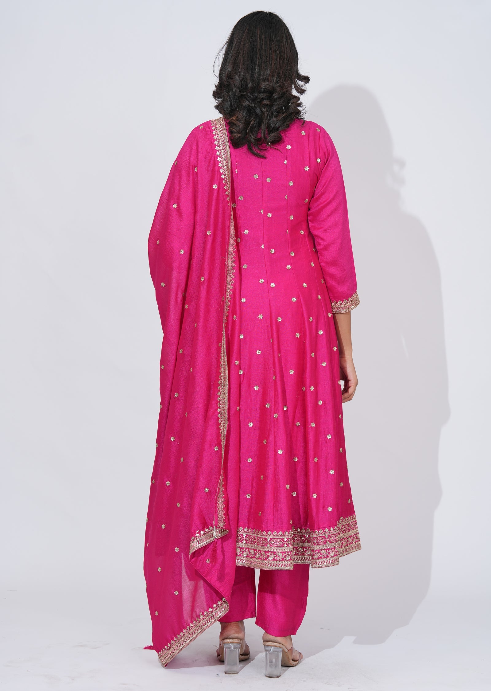 Pink Tissue Anarkali Suit