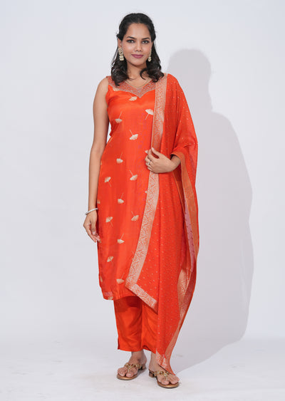 Rust Silk Straight cut suit