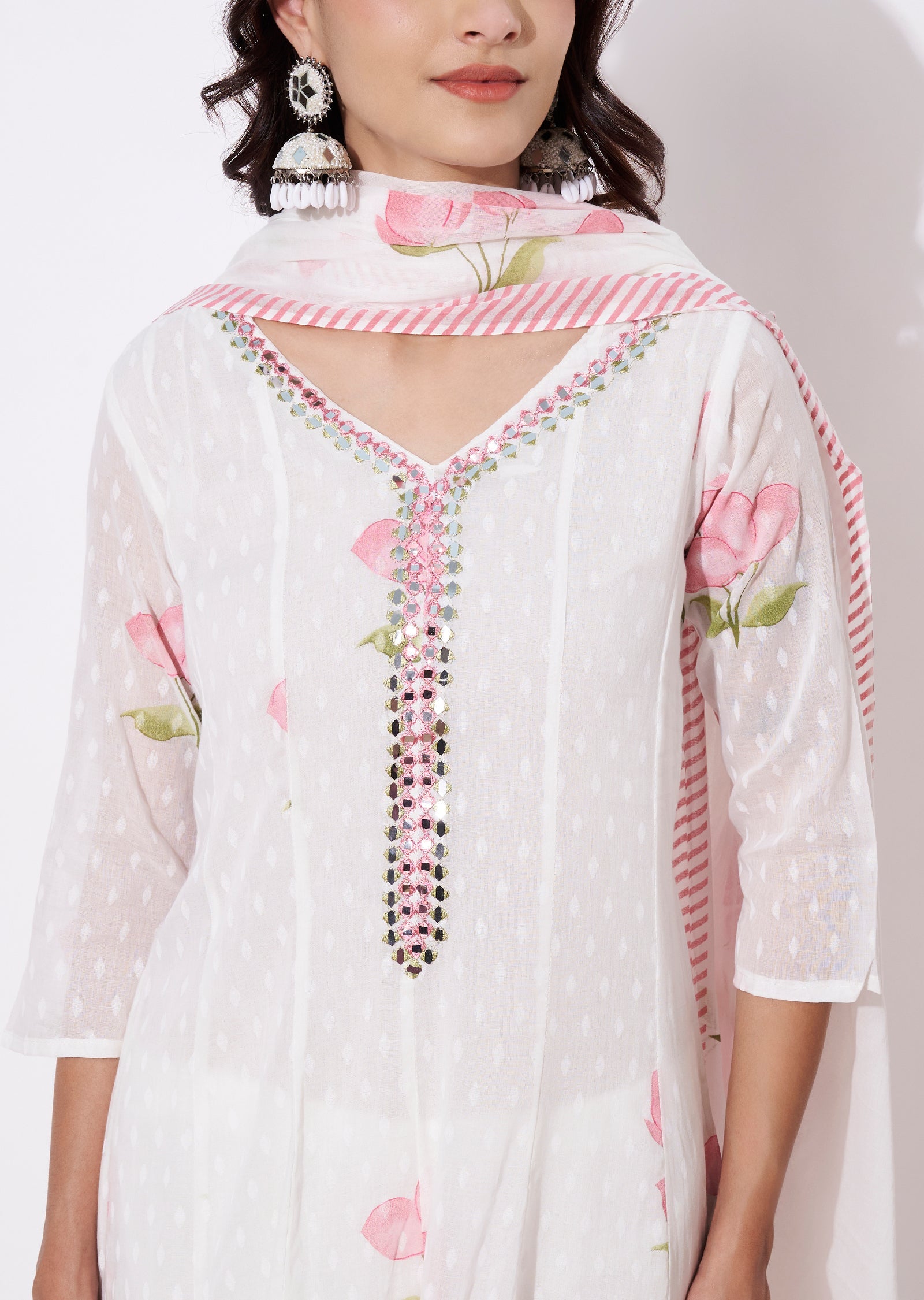 Coral Cotton Anarkali Suit