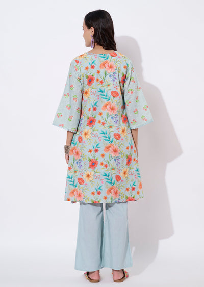 Light Grey Cotton Tail cut kurti set