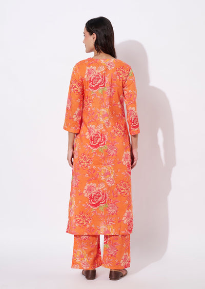 Orange Cotton Straight cut set