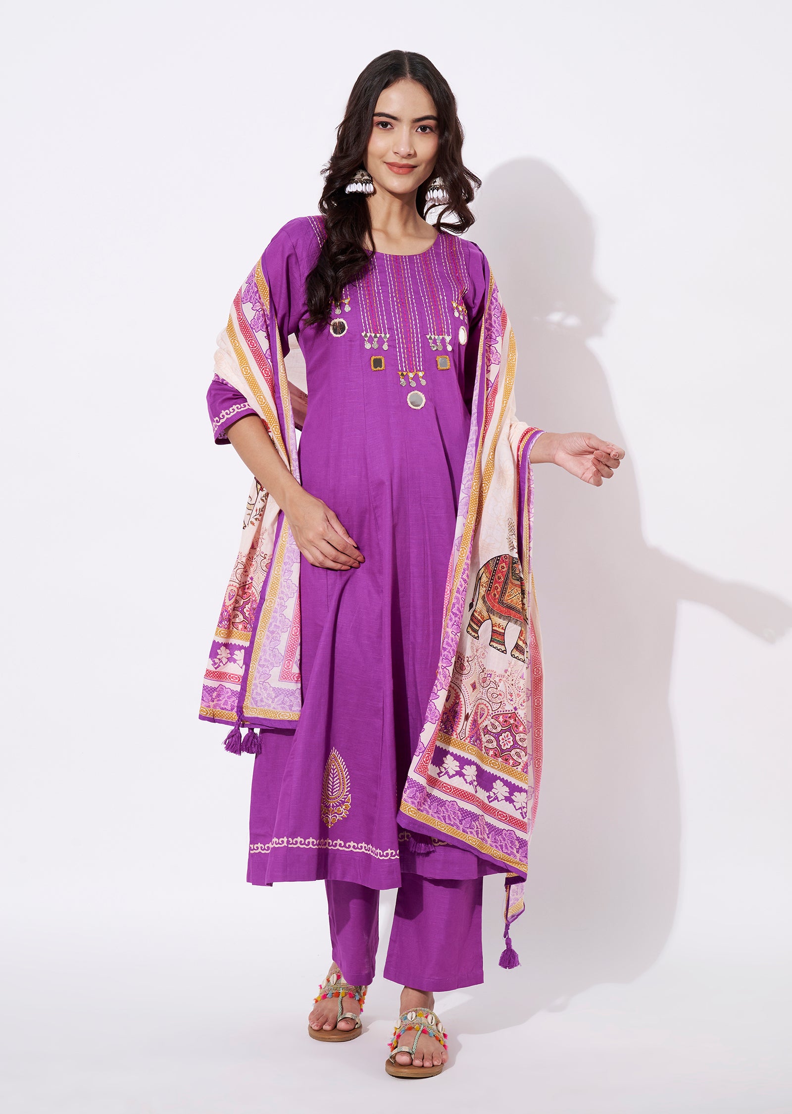 Purple Kota Anarkali Suit