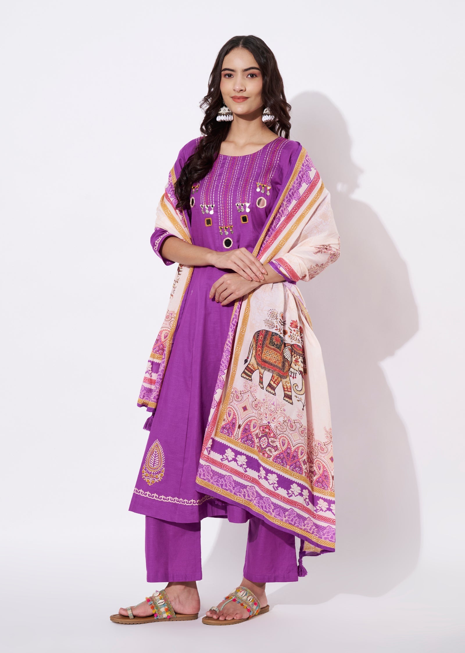 Purple Kota Anarkali Suit
