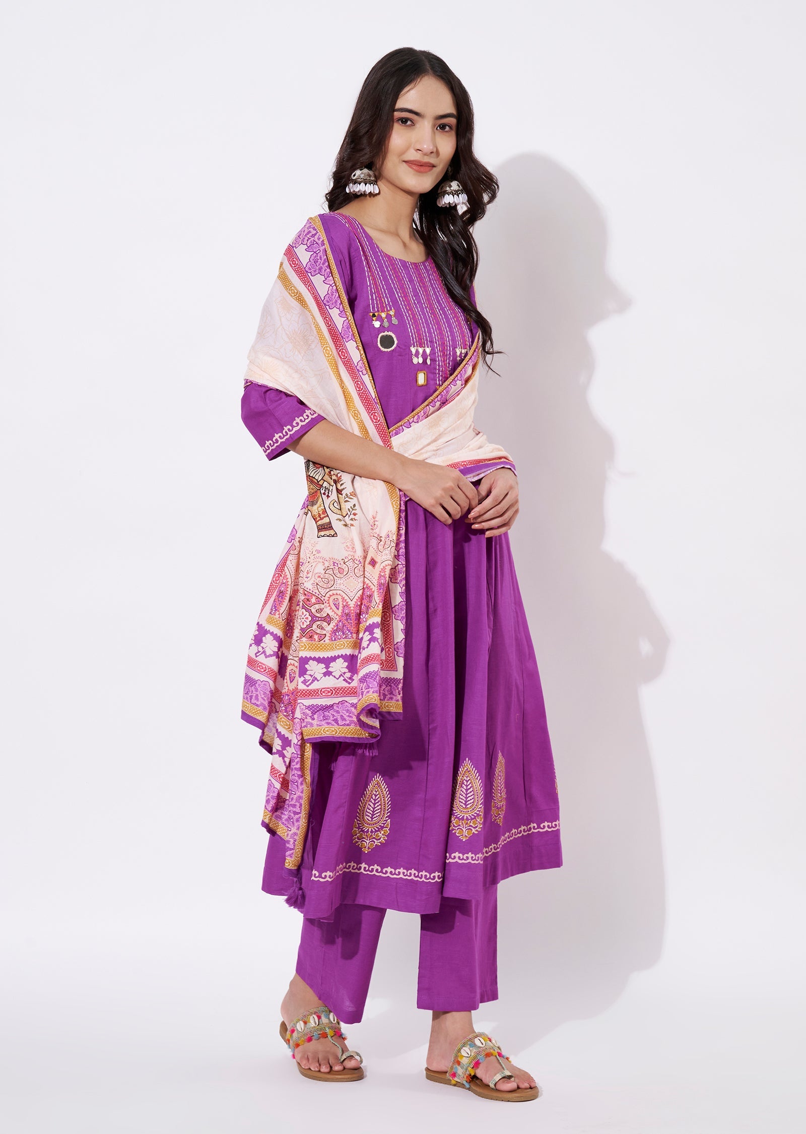 Purple Kota Anarkali Suit
