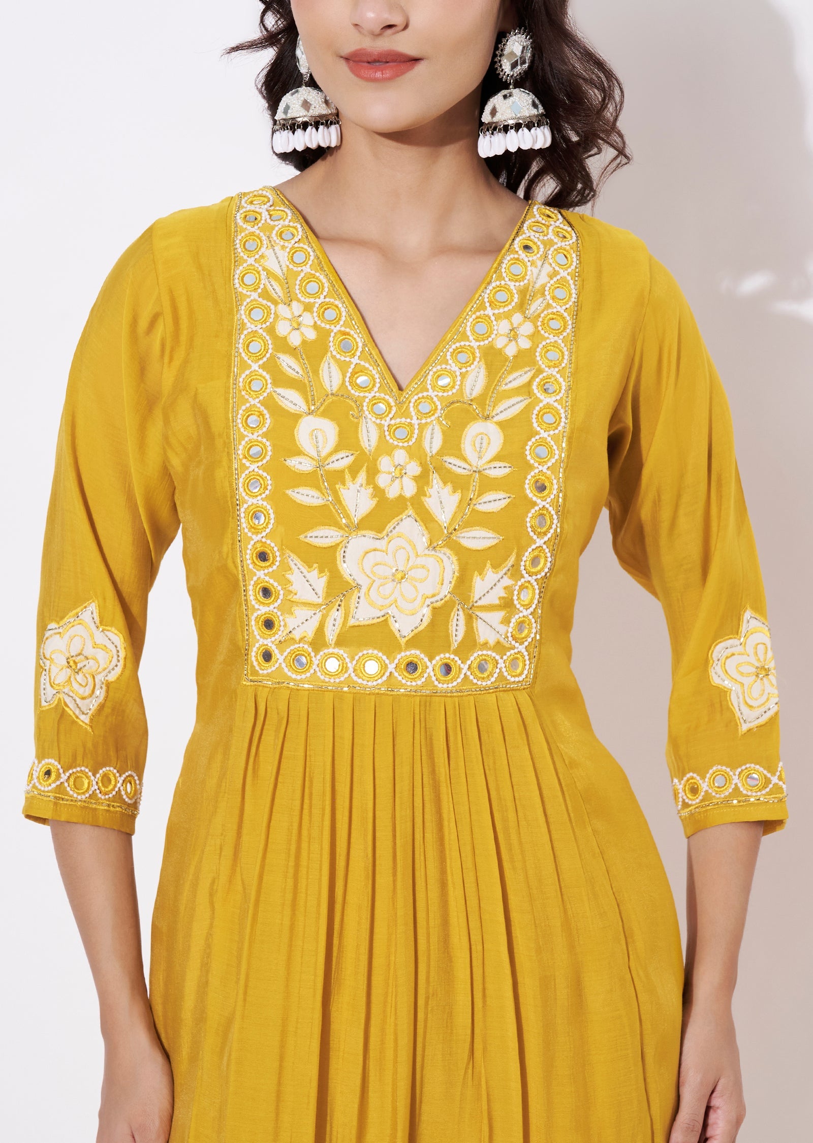 Yellow Russian Silk Straight cut set
