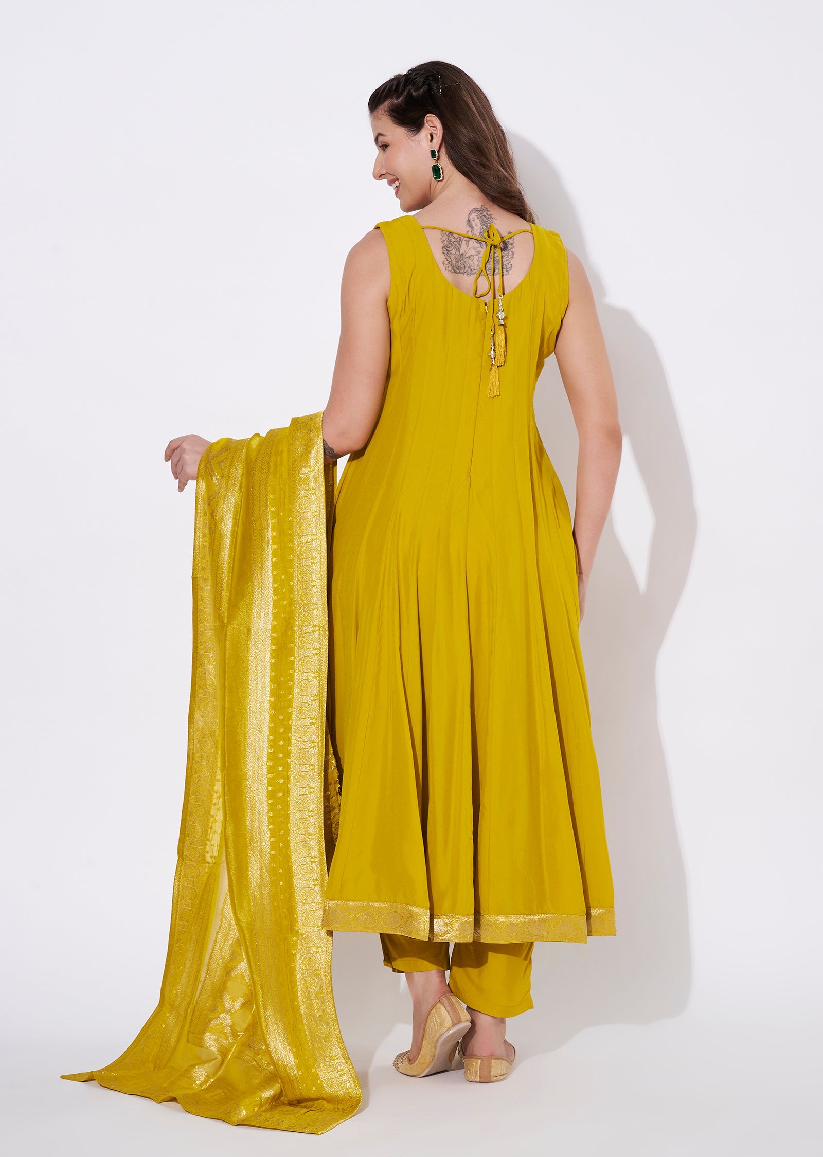 Yellow Silk Anarkali Suit