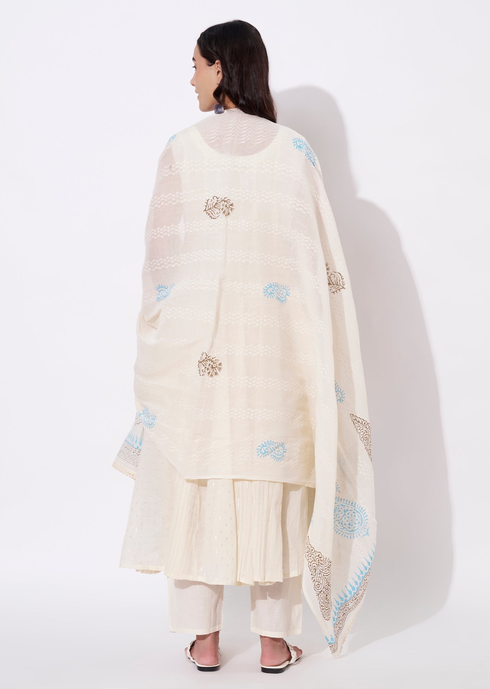 Off White Cotton Anarkali Suit