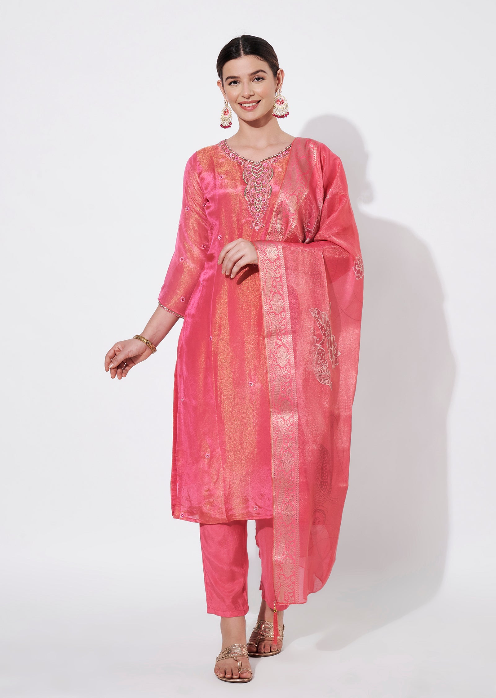 Pink Tissue Straight cut suit