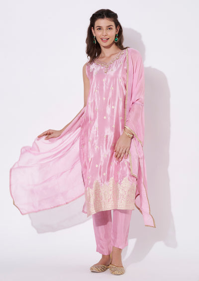 Light Pink Tissue Straight cut suit