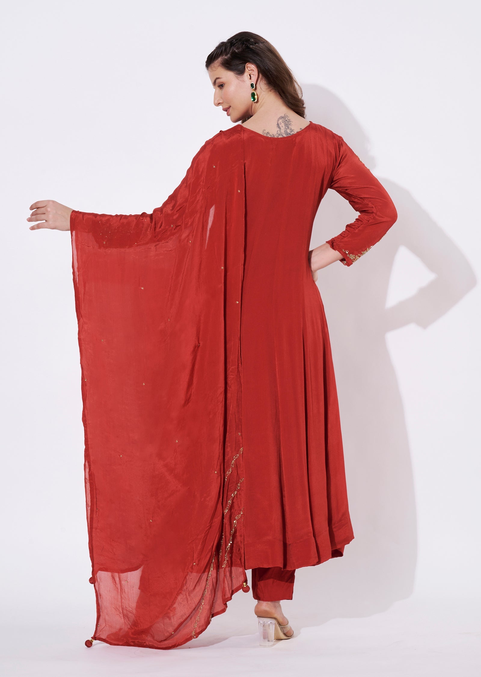 Rust Silk Anarkali Suit