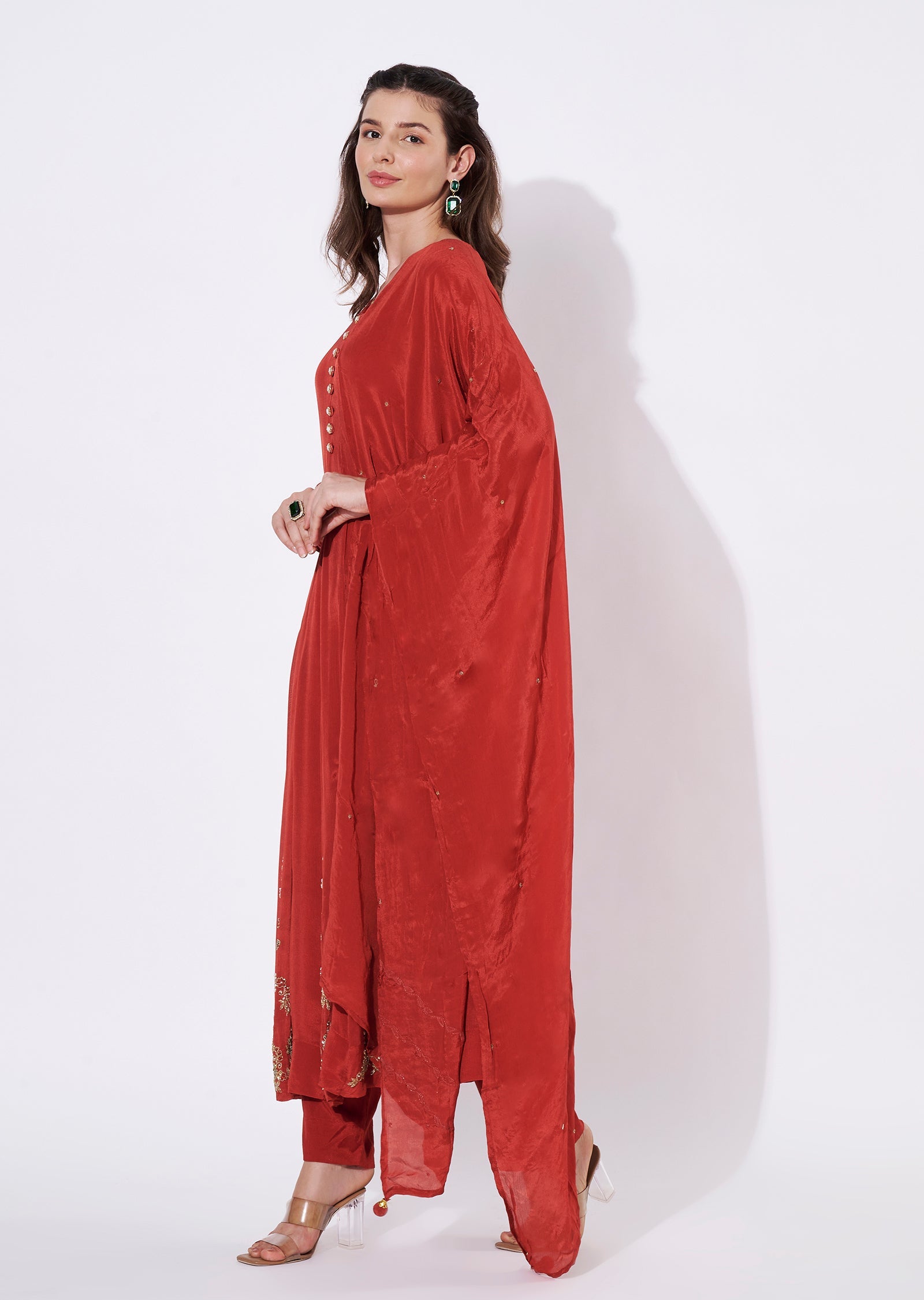 Rust Silk Anarkali Suit